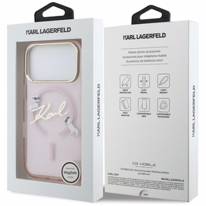 Karl Lagerfeld IML Choupettes Karl Script Logo MagSafe Ümbris for iPhone 17 Pro - roosa