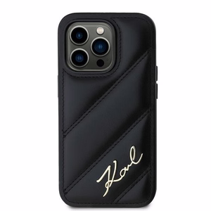 Karl Lagerfeld Diagonal Quilted Script ümbris jaoks iPhone 14 Pro - must