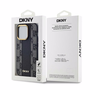 DKNY Leather Checkered Mono Pattern MagSafe ümbris jaoks iPhone 14 Pro - must