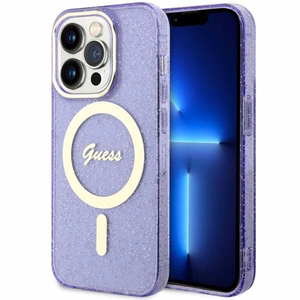 Guess GUHMP14LHCMCGU iPhone 14 Pro 6.1" lilla/lilla hardcase Glitter kuldne MagSafe