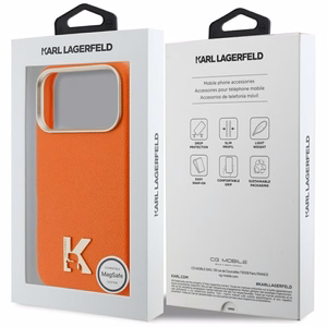 Karl Lagerfeld Karl Head Logo MagSafe ümbris iPhone 17 Pro jaoks - oranž