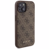 Guess 4G Metal Logo ümbris set jaoks iPhone 15 + 5000mAh MagSafe power bank - brown