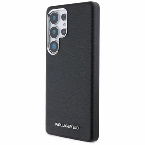 Karl Lagerfeld Saffiano Full Wrapped Elongated Metal Logo MagSafe Ümbris jaoks Samsung Galaxy S25 Ultra - must