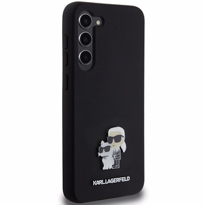 Karl Lagerfeld Silicone Karl&Choupette Metal Pin ümbris jaoks Samsung Galaxy S24+ - must