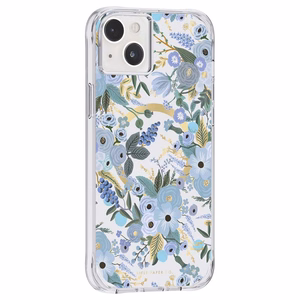 Rifle Paper Clear MagSafe ümbris seadmele iPhone 14 Plus, Garden Party Blue mustriga