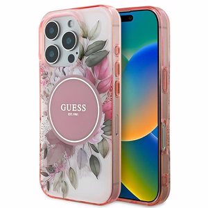 Guess IML Flower & Tonal Circle MagSafe Чехол iPhone 16 Pro Max - розовый