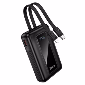 Hoco J162 akupank sisseehitatud USB-C- ja Lightning-kaablitega, 10000 mAh, QC, PD, 22,5 W, must