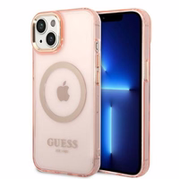 Guess GUHMP14MHTCMP iPhone 14 Plus 6.7" roosa/roosa hard ümbris kuldne Outline Translucent MagSafe