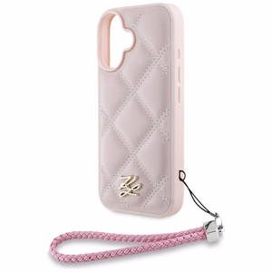Karl Lagerfeld Quilted Initial Logo & Chain Strap iPhone 16 Ümbris - Roosa