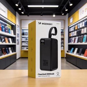 Wozinsky W8-B 50000mAh 30W akupank, 2xUSB-A, 2xUSB-C, USB micro, taskulambiga, must