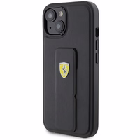 Ferrari Grip Stand Metal Logo ümbris jaoks iPhone 15 - must