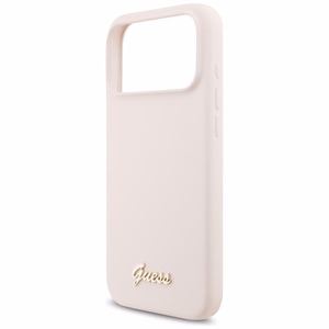 roosa Guess Silicone Script Metal Logo MagSafe ümbris Iphone 18 Pro Max / iPhone 17 Pro Max jaoks