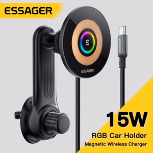 Autohoidik Essager Arpege Must (juhtmevaba laadimine 15W) (magnetiline / ventilatsioonivõre)