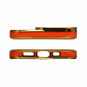 Fashion Case для iPhone 13 Pro гелевая крышка с золотой рамкой красный