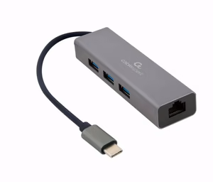 Gembird USB-C Gigabit võrguadapter 3-pordilise USB 3.1 jaoturiga