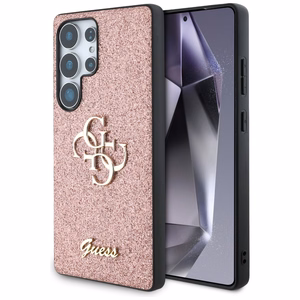 Guess Fixed Glitter Big 4G Metal Logo Ümbris jaoks Samsung Galaxy S25 Ultra roosa