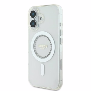 Guess IML Rhinestones MagSafe Ümbris jaoks iPhone 16 - valge