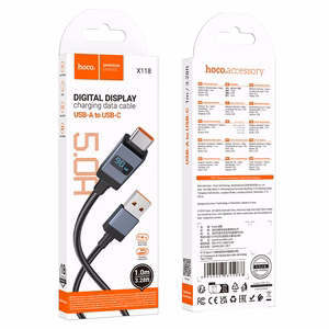 Kaabel USB A to USB C Hoco 5A with display 1 m X118 must