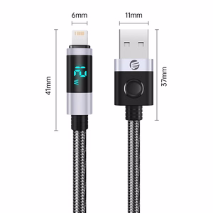 Orico LDA2L USB-A–Lightning, 12 W kaabel LED-ekraaniga, 0,5 m – must ja hõbedane