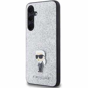 Karl Lagerfeld Fixed Glitter Ikonik Logo Metal Pin ümbris jaoks Samsung Galaxy A35 - hõbedane