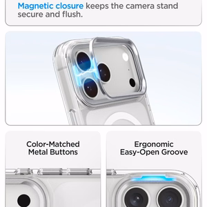 Spigen Ultra Hybrid Optik S MagSafe ümbris iPhone 18 Pro Max / 17 Pro Max jaoks, läbipaistev hõbedane