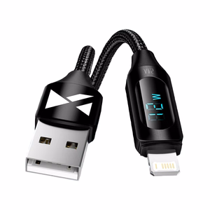USB-A Kaabel - Lightning Wozinsky WUALC1 with LED Display 2.4A 1m - must