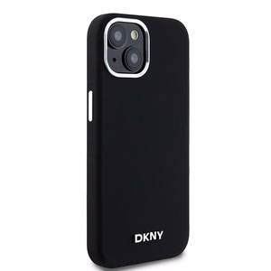 DKNY Liquid Silicone Small Metal Logo MagSafe Ümbris jaoks iPhone 15 Plus / 14 Plus - Must