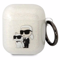 Karl Lagerfeld KLA2HNKCTGT Airpods 1/2 cover läbipaistev Gliter Karl&Choupette