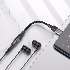 adapter AUX USB C do Jack 3,5 mm Hoco 0,15 m LS37 transparentny must
