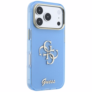 Guess IML 4G Script Metal ümbris seadmele iPhone 18 Pro Max / 17 Pro Max – helesinine