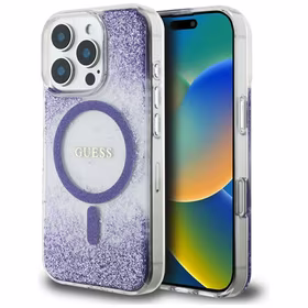 Guess HC Resin Bottom Glitter MagSafe ümbris jaoks iPhone 16 Pro Max - lilla