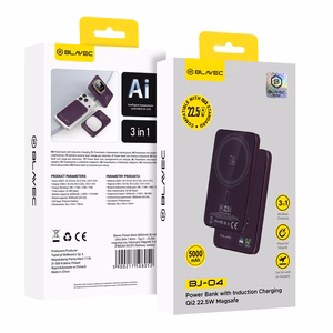 Blavec BJ-04 5000 mAh üliõhuke MagSafe-toega magnetiline akupank, 7,8 mm, USB-C, 22,5 W, kolm ühes (PBBJ04-MC5P) (värv: lilla)