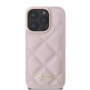 Guess Quilted Metal Logo iPhone 16 Pro Ümbris - Roosa