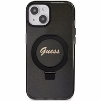 Guess Ring Stand Script Glitter MagSafe Ümbris jaoks iPhone 15 Plus / 14 Plus - must