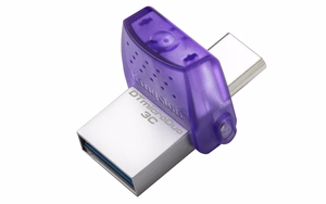 Kingston Technology DataTraveler microDuo 3C USB mälupulk 64 GB USB Type-A / USB Type-C 3.2 Gen 1 (3.1 Gen 1) lilla, roostevaba teras