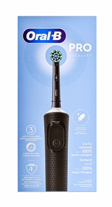 Oral-B Vitality Pro täiskasvanutele mõeldud laetav elektriline hambahari, 1 harjapea, 3 puhastusrežiimi, must