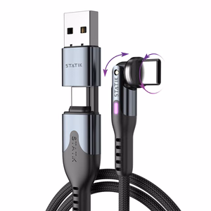 STATIK PowerPivot Pro Nylon Braided Cabel, USB-C to USB-C, 3m, Balck