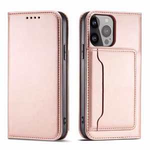 Magnet Card Ümbris jaoks Samsung Galaxy S23 Ultra Cover with Flip Wallet Stand roosa