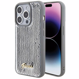 Guess Sequin Script Metal ümbris jaoks iPhone 15 Pro - hõbedane