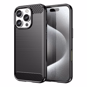 Carbon Ümbris jaoks iPhone 16 Pro Max Silicone Ümbris - Must