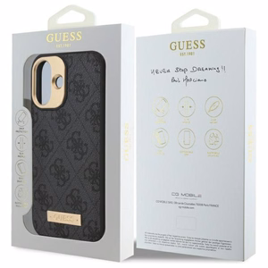 Guess 4G Logo Plate MagSafe Ümbris jaoks iPhone 16 Plus - must
