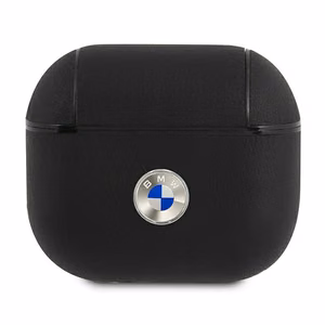 BMW AirPods 3 ehtsast nahast hõbedase logoga ümbris - must