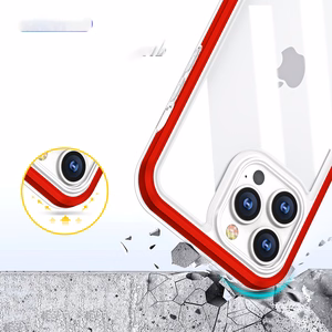 Прозрачный чехол 3in1 для iPhone 13 Pro гелевый с рамкой красный