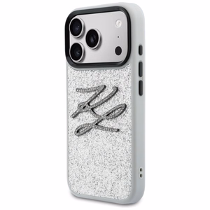 Karl Lagerfeld IML Glitter KL Diamond Logo ümbris for iPhone 17 Pro - hõbedane