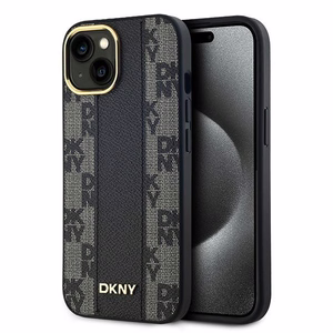 DKNY Leather Checkered Mono Pattern MagSafe Ümbris jaoks iPhone 15 Plus / 14 Plus - Must