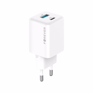 Forever TC-08-45AC GaN PD QC laadija 1x USB-C 1x USB 45W valge