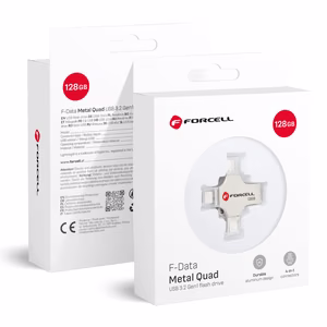 Pendrive 128GB USB 3.2 Gen 1 (USB A / USB C / Lightning / Micro USB) Forcell F-Data Metal Quad hõbedane
