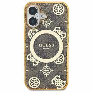 Guess IML Peony jaoks 4G Background MagSafe iPhone 16 Ümbris - Brown