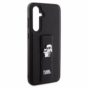 Karl Lagerfeld Gripstand Saffiano Karl&Choupette Pins ümbris jaoks Samsung Galaxy S23 FE - must