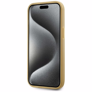 Karl Lagerfeld Wrinkled Metal Signature iPhone 15 Ümbris - Kuldne